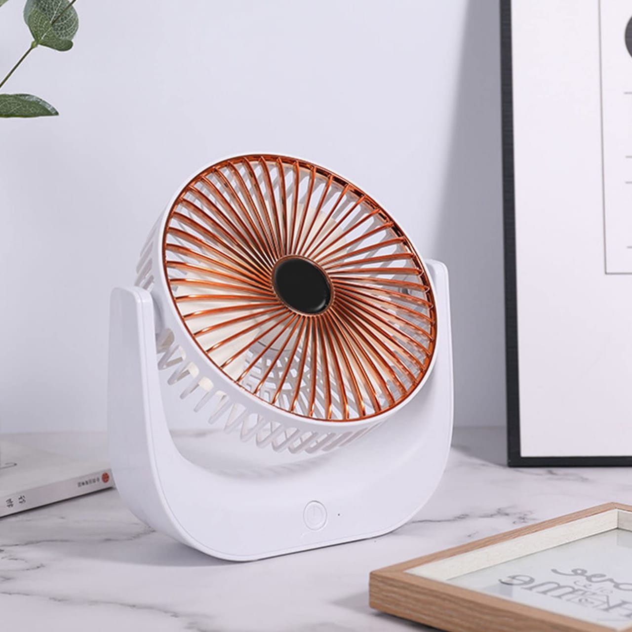 Desktop Mini Fan | Rechargeable Tabletop Fan | 3 Speed Adjustable Office, Home, Beach Fan | Portable USB Desk Fan for Students and Work