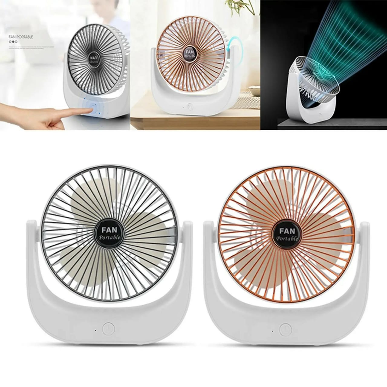 Desktop Mini Fan | Rechargeable Tabletop Fan | 3 Speed Adjustable Office, Home, Beach Fan | Portable USB Desk Fan for Students and Work