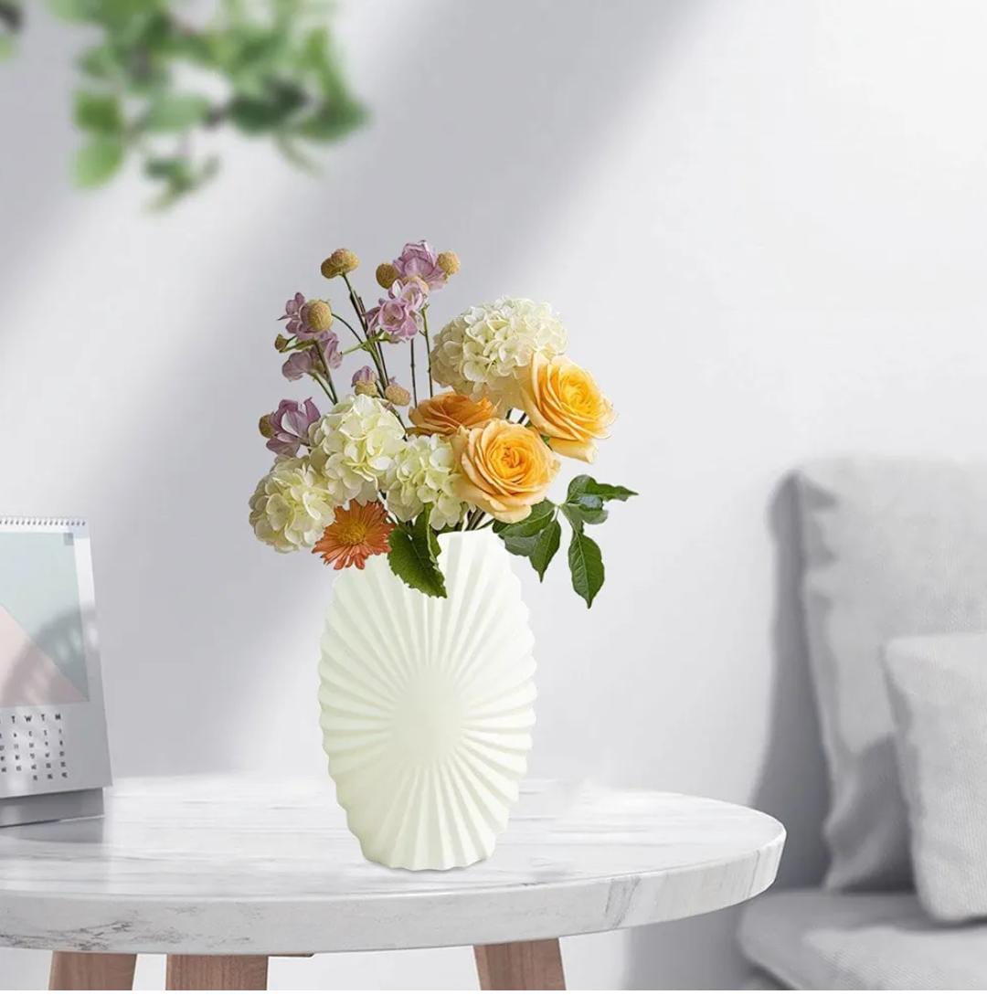 Simple NonBreakable Flower Vase | Durable White Decorative Vase for Home & Office