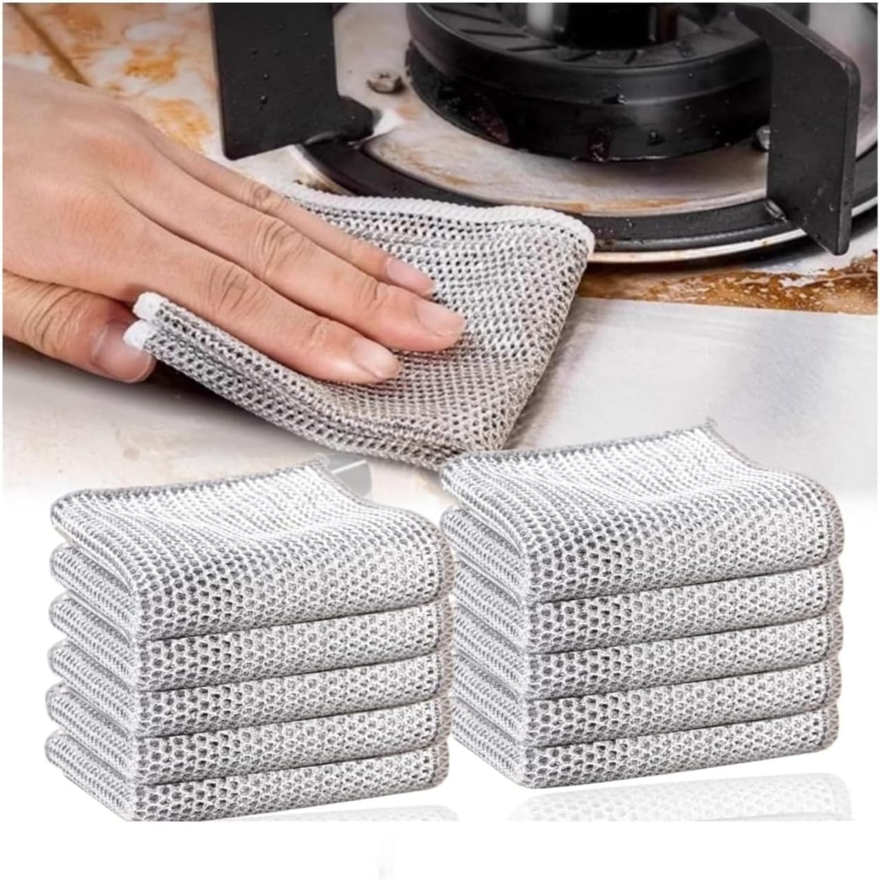 Multipurpose Magic Wire Dish Cleaning Cloth | Set of 5 Durable NonScratch Scrubber for Kitchen & Household Cleaning (20x20cm)