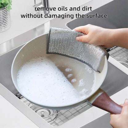 Multipurpose Magic Wire Dish Cleaning Cloth | Set of 5 Durable NonScratch Scrubber for Kitchen & Household Cleaning (20x20cm)