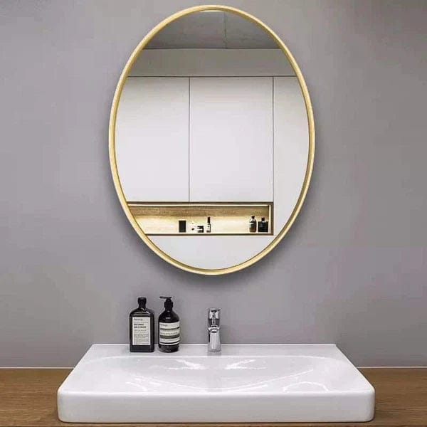 Oval Gold Vanity Mirror | High Quality Modern Bathroom Mirror | Wall-Mounted Makeup & Wall Decor