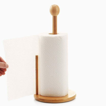 Bamboo Wood Tissue Holder | Thick & Sturdy Base | Versatile Paper Towel Holder for Kitchen, Bathroom, or Dining Table