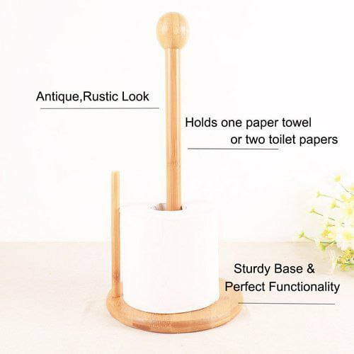 Bamboo Wood Tissue Holder | Thick & Sturdy Base | Versatile Paper Towel Holder for Kitchen, Bathroom, or Dining Table