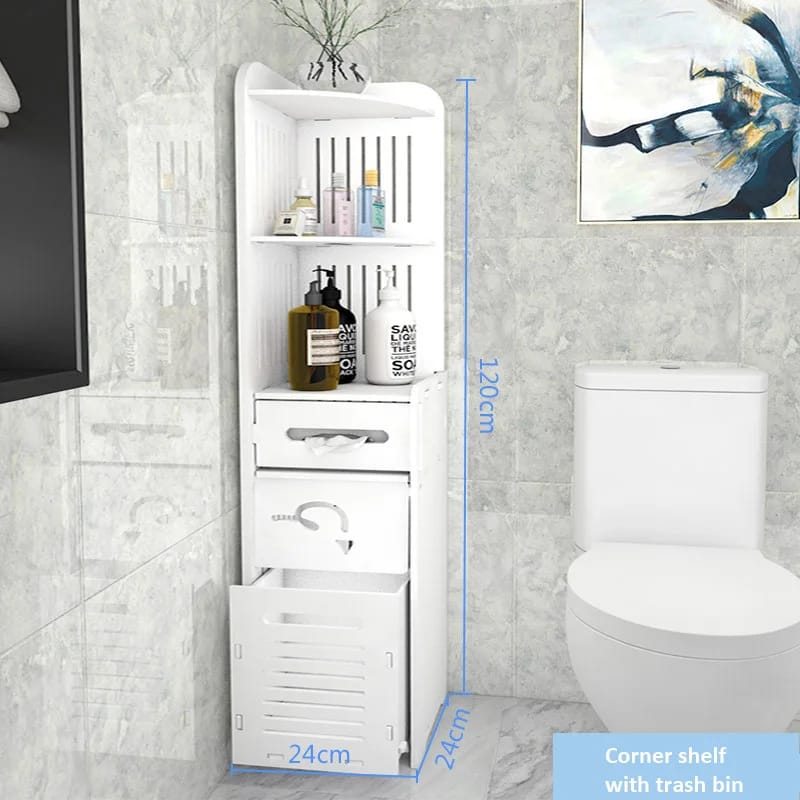 Waterproof Floor Standing Cabinet Organizer | 120x24x24cm | Bathroom & Toilet Storage Solution