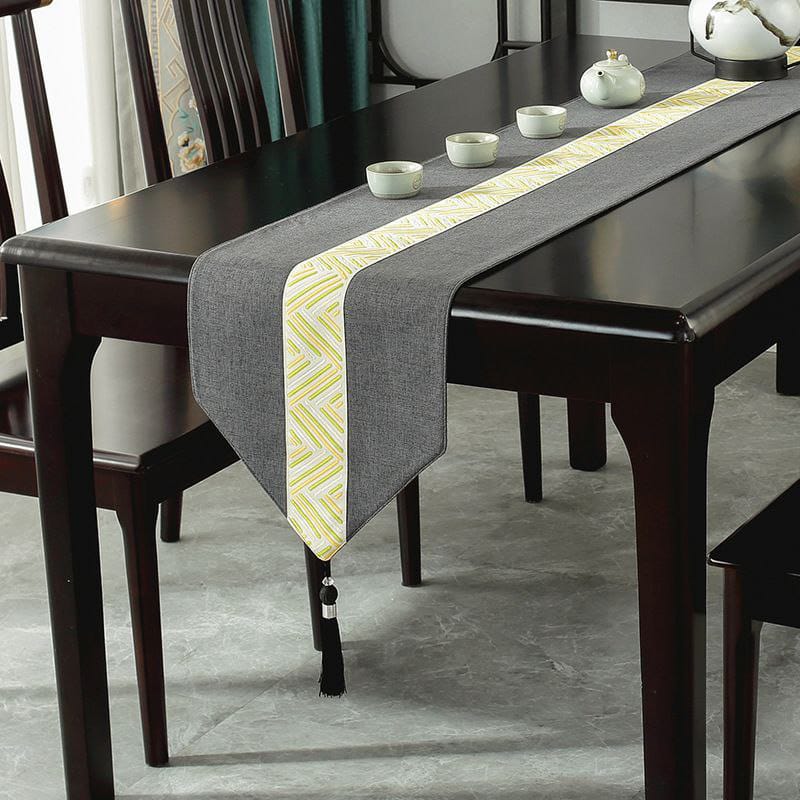 Geometric Cotton Linen Non Slip Table Runner | 33x120cm | Available in various Patterns