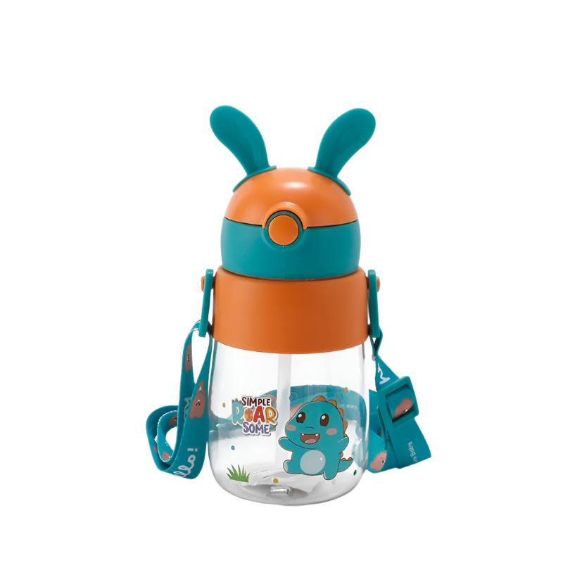 Rabbit Ear Baby Water Bottle | 450ml Portable Kids Straw Bottle with Strap | BPA-Free PC Material | Fun Hydration for Toddlers