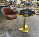 Bistro Hotel Restaurant Dining Coffee Table | Gold Stainless Steel & Black Marble Top Round Table