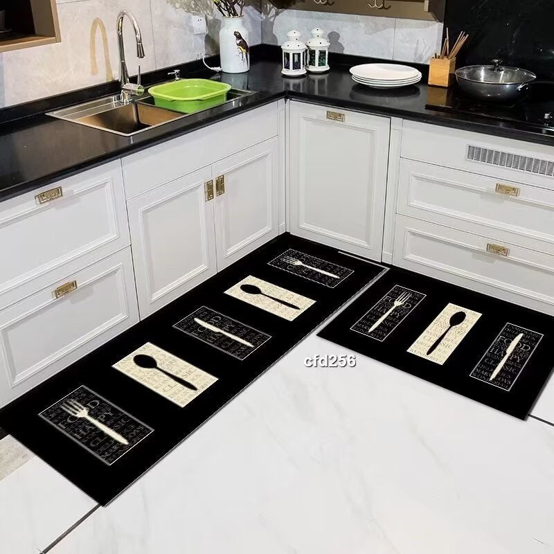 2 Piece Kitchen Mats Set | Non Slip Rubber Underside for Enhanced Safety | Large and Medium Kitchen Mats