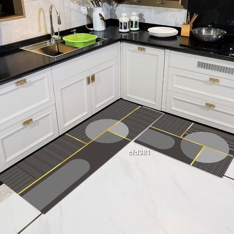 2 Piece Kitchen Mats Set | Non Slip Rubber Underside for Enhanced Safety | Large and Medium Kitchen Mats