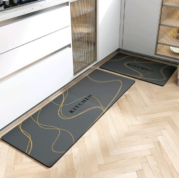 2 Piece Kitchen Mats Set | Non Slip Rubber Underside for Enhanced Safety | Large and Medium Kitchen Mats