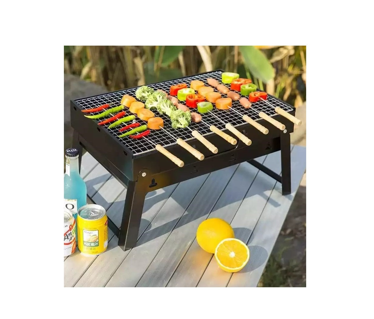 Foldable Portable Stainless Steel Barbecue Charcoal Grill | Compact BBQ Grill for Outdoor Cooking, Camping, and Picnics