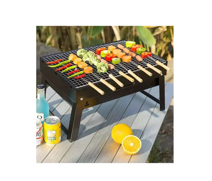 Foldable Portable Stainless Steel Barbecue Charcoal Grill | Compact BBQ Grill for Outdoor Cooking, Camping, and Picnics