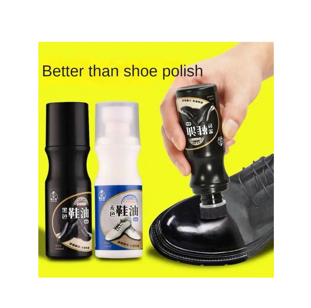 100ml Sponge Head Shoe Polish Detergent | Black Leather Shoes Nourishing Polish | Colorless Universal Leather Maintenance Oil