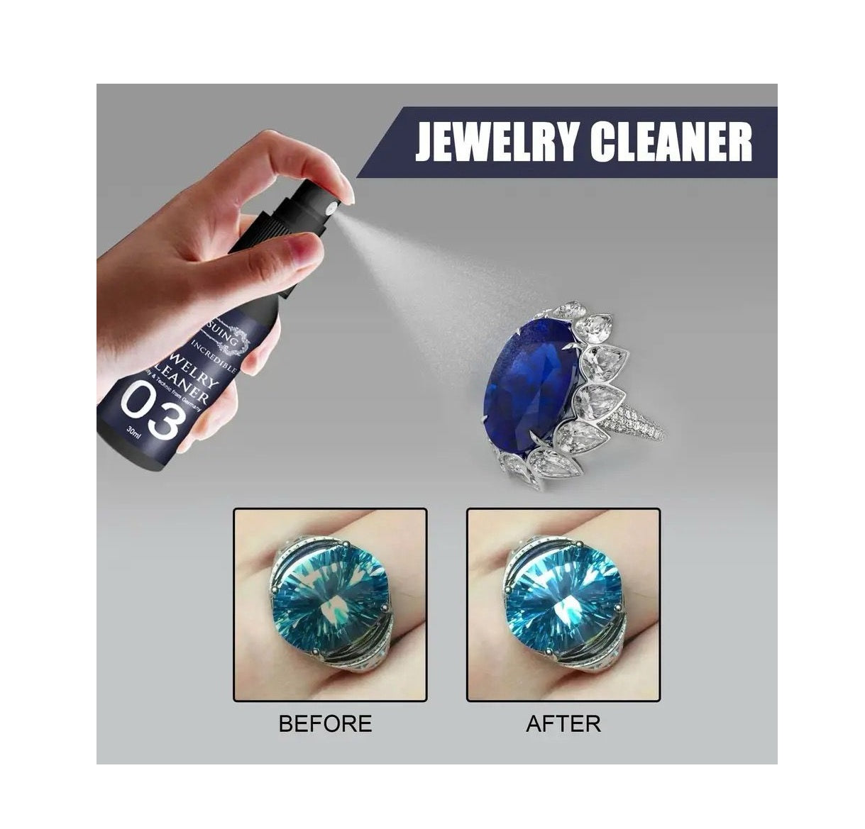 30ml Jewelry Detergent Cleaner | Gold Watch & Diamond Cleaning Spray | Effective Rust Removal & Decontamination