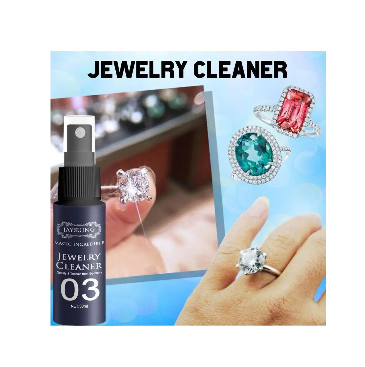 30ml Jewelry Detergent Cleaner | Gold Watch & Diamond Cleaning Spray | Effective Rust Removal & Decontamination