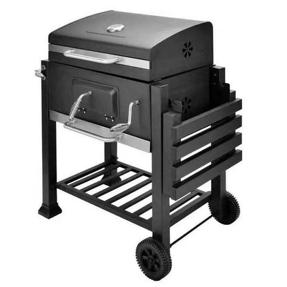 Outdoor Garden Barbecue Portable BBQ Grill | Large Charcoal Trolley Grill with Height Adjustable Tray & Removable Ash Collector