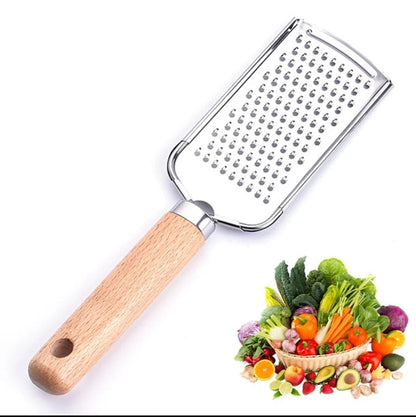 Stainless Steel Multipurpose Grater with Wooden Handle | Kitchen Grater for Cheese, Vegetables, and Fruits