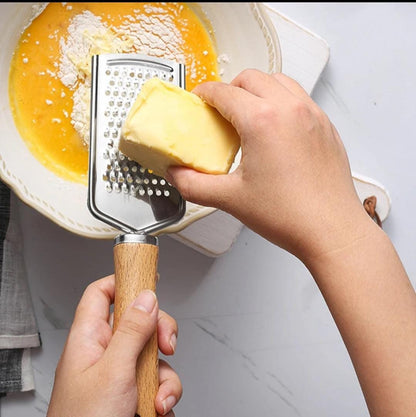 Stainless Steel Multipurpose Grater with Wooden Handle | Kitchen Grater for Cheese, Vegetables, and Fruits