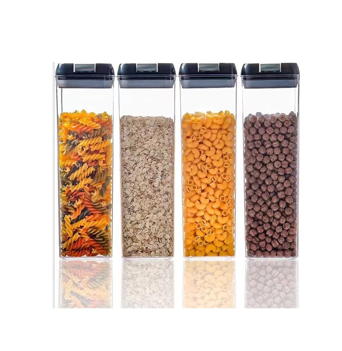 4 Piece Acrylic Food Containers Set | 1.9L Airtight Storage Containers for Kitchen Pantry