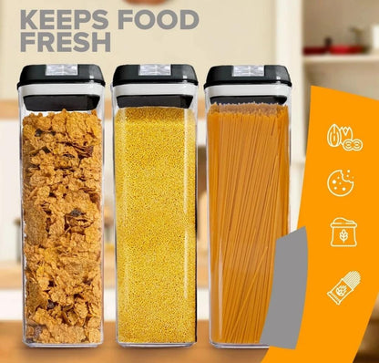 4 Piece Acrylic Food Containers Set | 1.9L Airtight Storage Containers for Kitchen Pantry