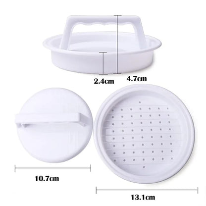 Hamburger Press Patty Maker | White PVC Burger Press with 10.6cm Pressing Diameter for Perfectly Shaped Patties