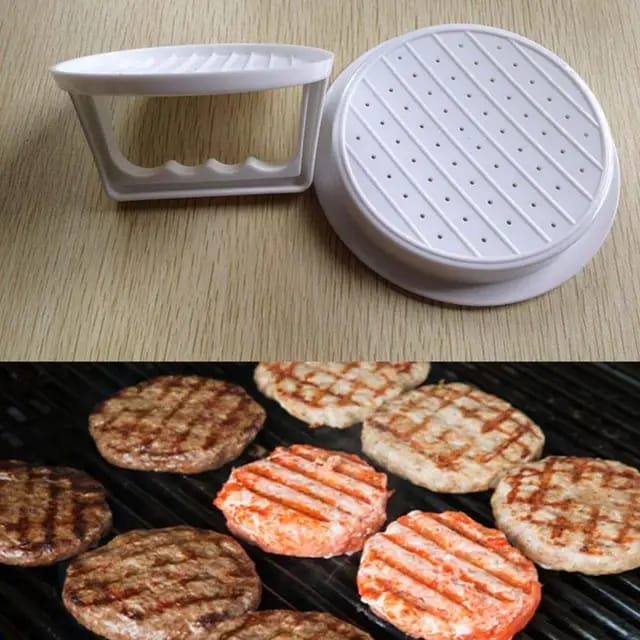 Hamburger Press Patty Maker | White PVC Burger Press with 10.6cm Pressing Diameter for Perfectly Shaped Patties