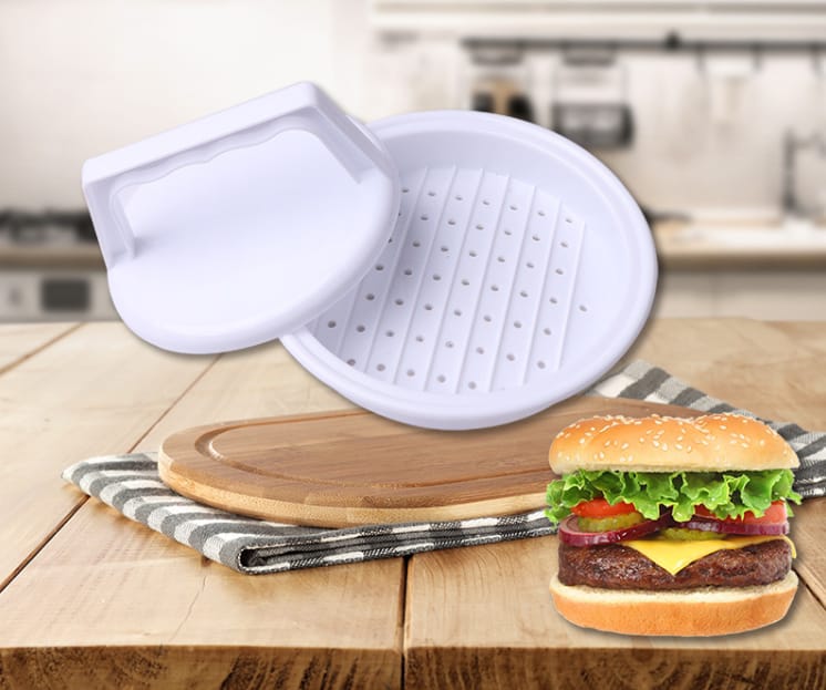 Hamburger Press Patty Maker | White PVC Burger Press with 10.6cm Pressing Diameter for Perfectly Shaped Patties