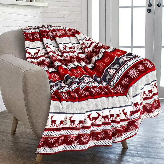 Premium Christmas Sherpa Fleece Throw Blanket | Soft Flannel Blanket for Couch, Bed, Travel, and Picnic | 100x130 cm Cozy Bed Décor