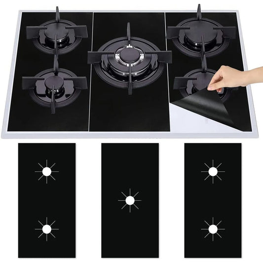 1 Set 5 Hole Gas Stove Pad Protective Cover | Kitchen Cleaning Anti-Dirty NonStick Reusable Stovetop Scratch Protector Pads