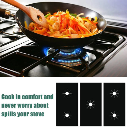 1 Set 5 Hole Gas Stove Pad Protective Cover | Kitchen Cleaning Anti-Dirty NonStick Reusable Stovetop Scratch Protector Pads