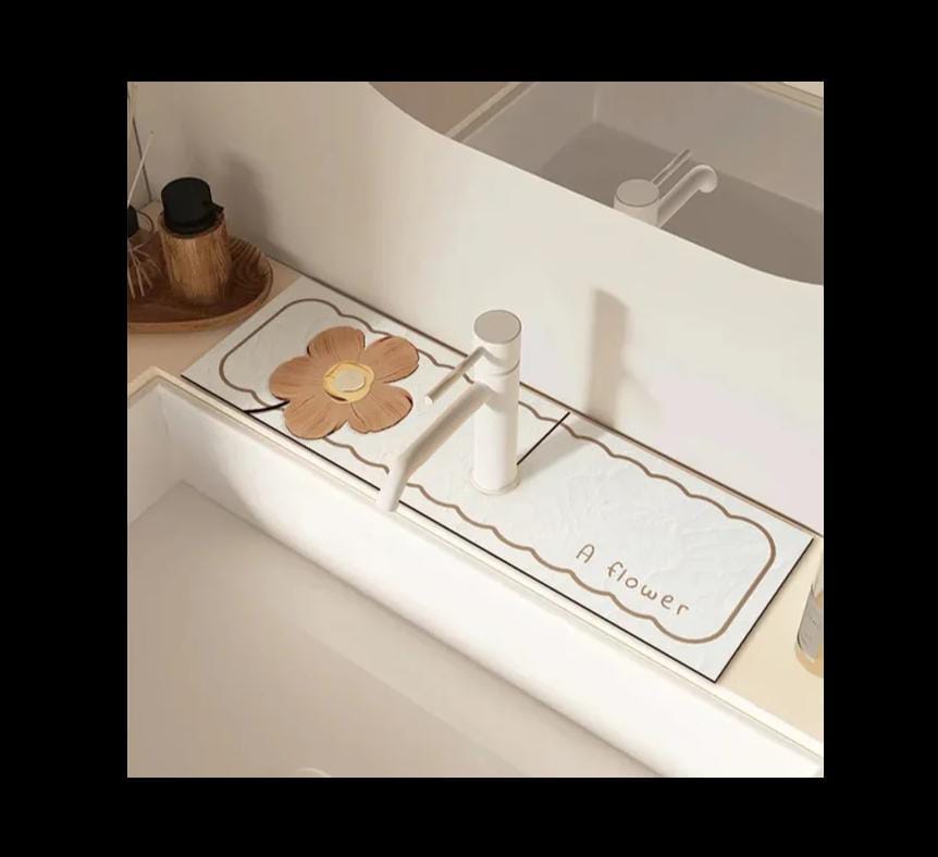 Classic Sink Faucet Drain Pad | Absorbent & Nonslip Antimildew Mat for Kitchen Countertops