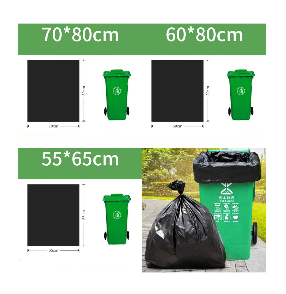 Large Size Disposable Garbage/Trash Bags | 50pcs Pack | Multiple Sizes Available