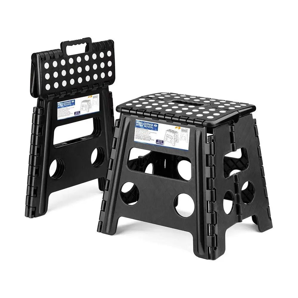 Plastic Heavy Duty Stepping Stool with Handle | Lightweight Retractable Folding Telescoping Chair for Indoor & Outdoor Use