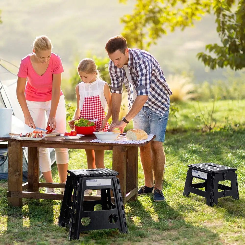 Plastic Heavy Duty Stepping Stool with Handle | Lightweight Retractable Folding Telescoping Chair for Indoor & Outdoor Use