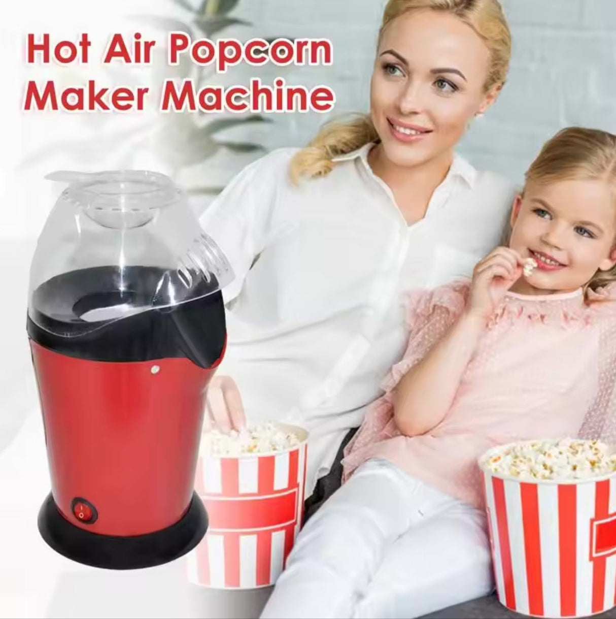 1200W Oil Free Airpop Popcorn Maker | Small Electric Popcorn Machine with Measuring Cup and High Popping Rate