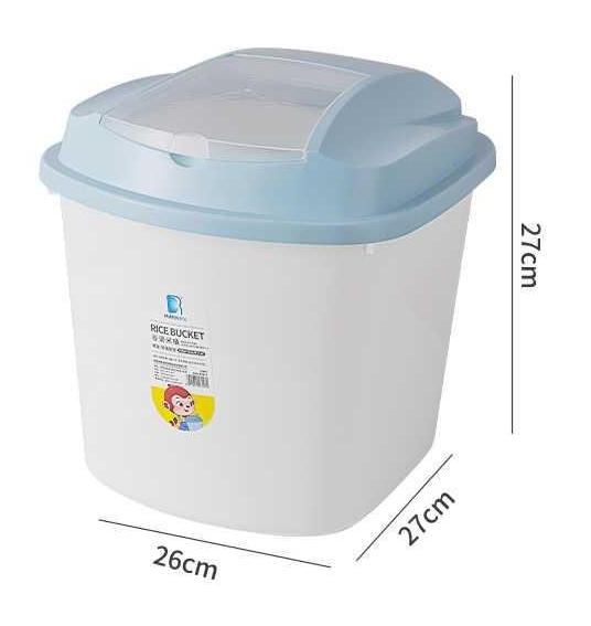 10 Kg Rice Cereal Storage Bucket with Measuring Cup | Insect-Proof & Moisture-Proof | Blue Lid