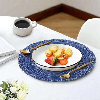 High Quality Braided Round Table Mats | Set of 6 | 36cm Round Placemats