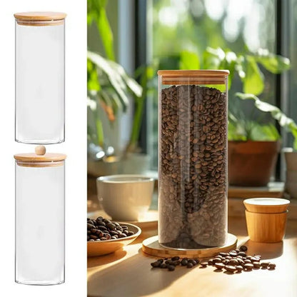 1pc Borosilicate Glass Spaghetti & Cereal Storage Jar with Bamboo Lid | 2000ml Airtight Kitchen Container