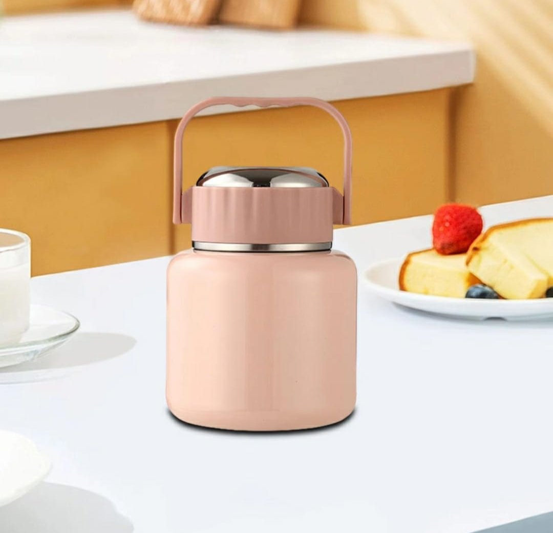 Unbreakable Portable Insulated Thermo Food Flask | 600ml | Keeps Food Hot or Cold | Available in Black, Pink, White & Green