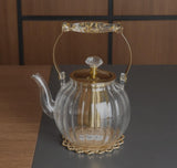 Classy Glass Infusing Teapot with Gold Lid & Handle | 800ml | Elegant Tea Maker for Loose Leaf Teas