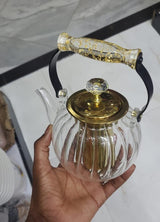 Classy Glass Infusing Teapot with Gold Lid & Handle | 800ml | Elegant Tea Maker for Loose Leaf Teas