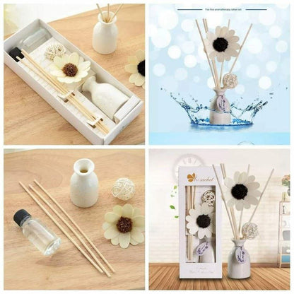 Aroma Ceramic Reed Diffuser | 30ml Home Fragrance with Natural Sticks | Scents: Jasmine, Osmanthus, Rose, Lily, Lavender