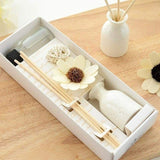 Aroma Ceramic Reed Diffuser | 30ml Home Fragrance with Natural Sticks | Scents: Jasmine, Osmanthus, Rose, Lily, Lavender