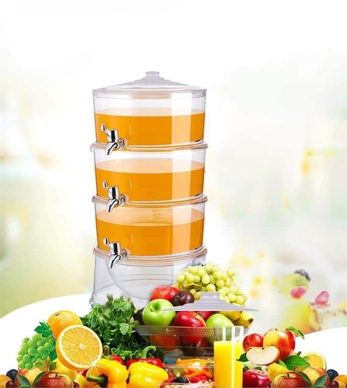 3 Tier Juice Dispenser | Stackable Acrylic Drink Display with Lids & Spigots | 3L Clear Beverage Dispenser for Parties and Events