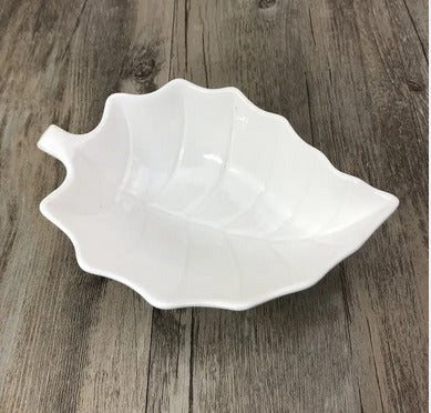 Leaf Bowl White 5.5" | High Quality Ceramic Leaf Shaped Side Dish for Salads and More