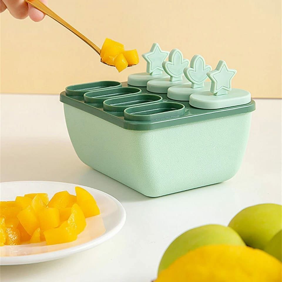 6 Holes Popsicle Ice Maker | Reusable Silicone Popsicle Mold with 8 Sticks | DIY Ice Cream & Dessert Maker