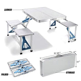 Folding Adjustable Aluminum Alloy Outdoor Picnic Table and Chair Set | Portable Camping Table with 4 Seats