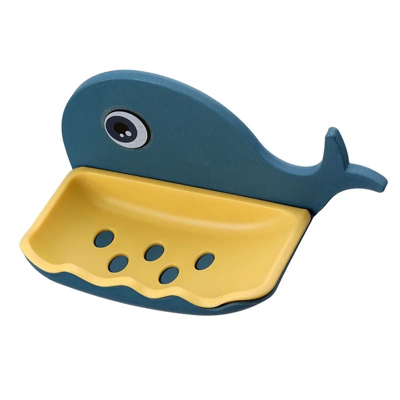 Fish Design One Tier Soap Dish | Multicolor Punch-Free Adhesive Soap Holder | Durable AB Material