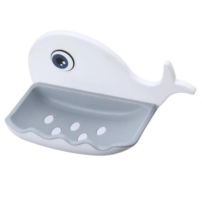 Fish Design One Tier Soap Dish | Multicolor Punch-Free Adhesive Soap Holder | Durable AB Material